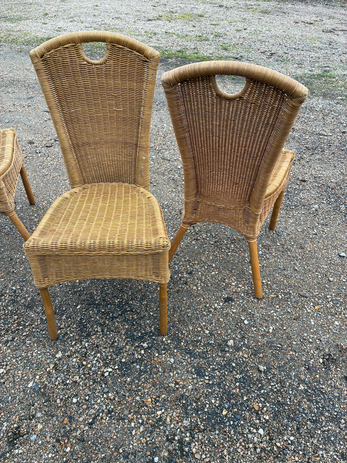 3 rattan and bamboo chairs