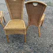 3 rattan and bamboo chairs