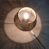 Lampe brutaliste des années 60 en bois et corde