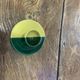 Two-tone ceramic shell with vintage green and yellow enamelled 1950
