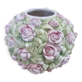Barbotine vase, floral decoration, rose motif