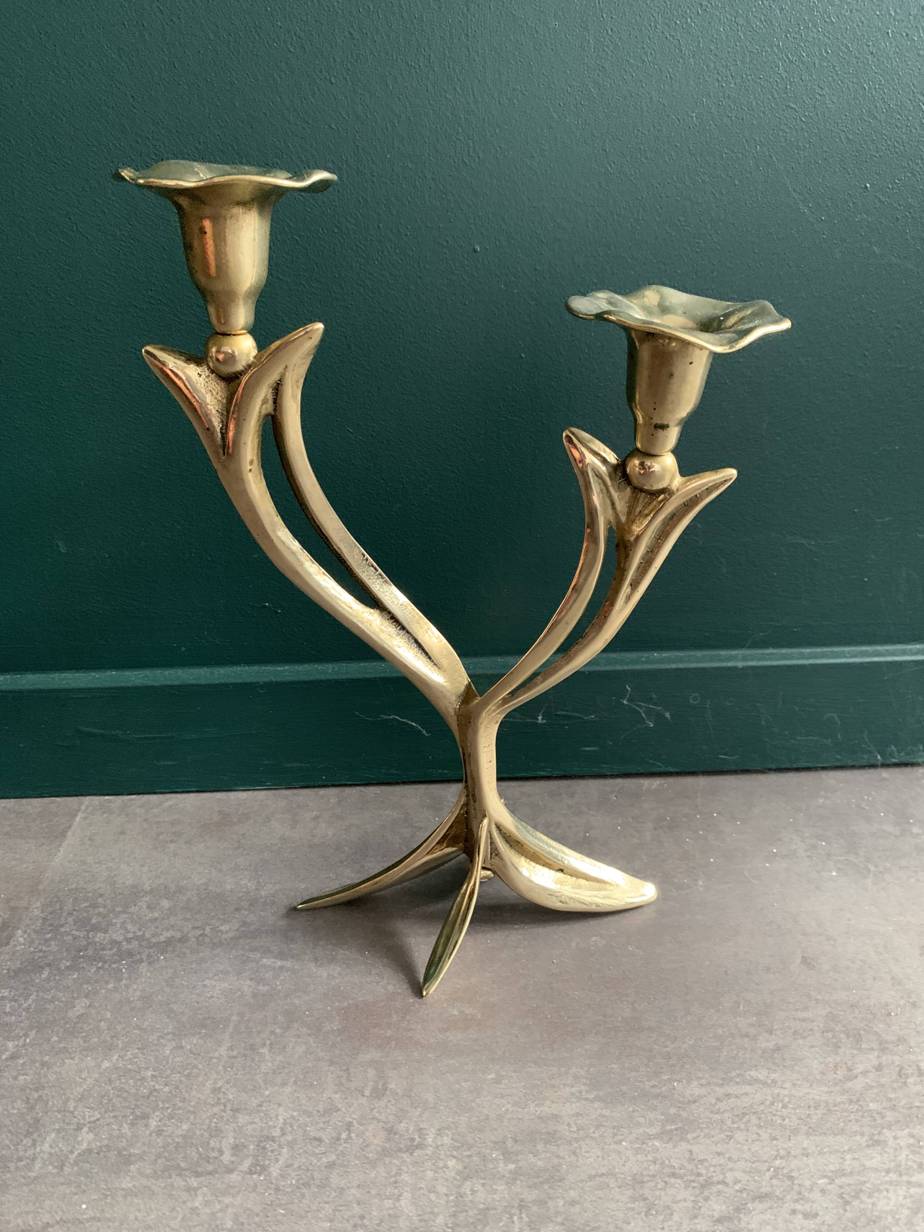 brutalist double flame chandelier