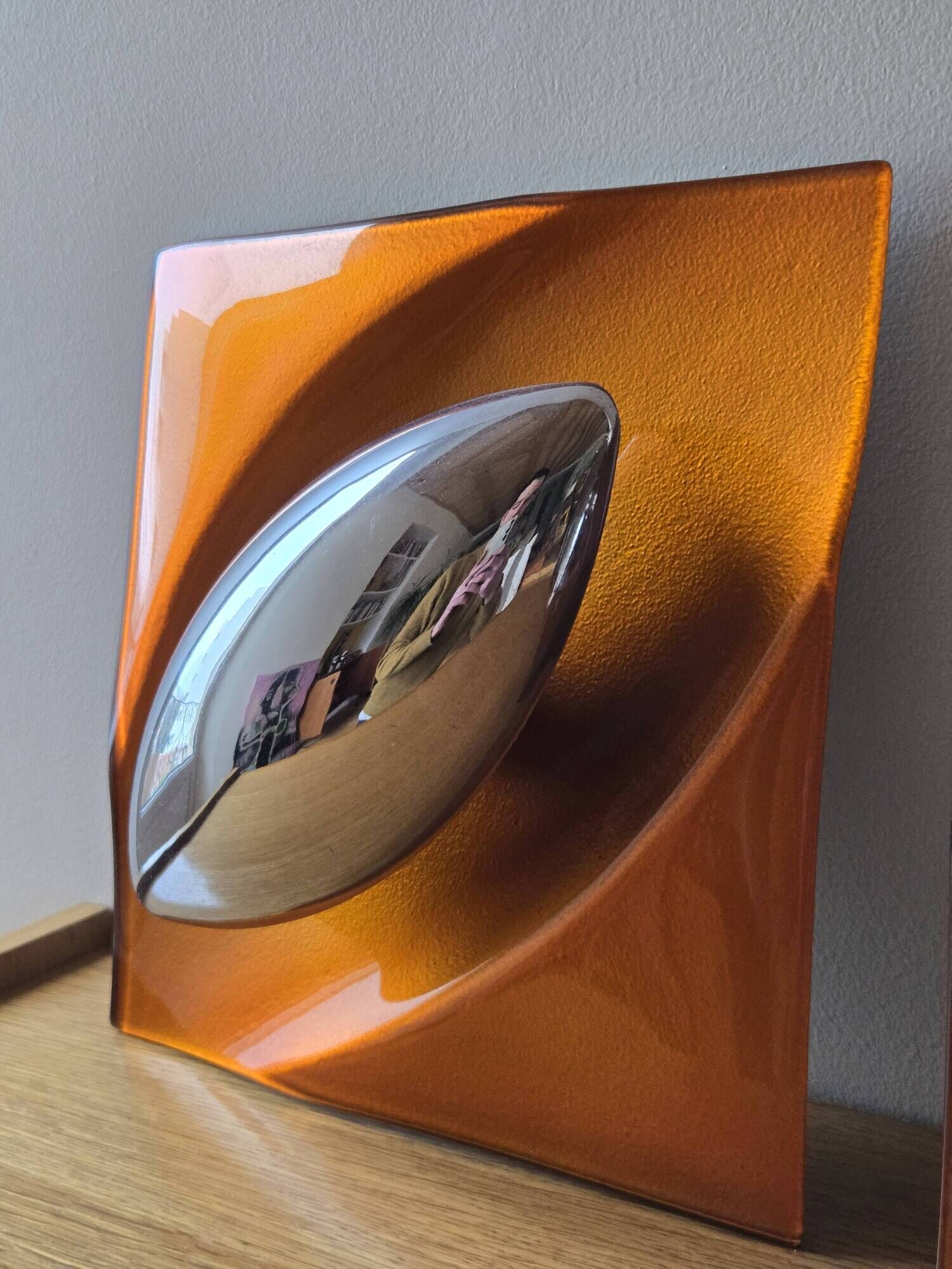 Pair of vintage square wall lights in glass and chrome - Space Age design