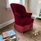 Vintage bordeaux mini armchair / children's chair with fringes