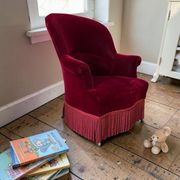 Vintage bordeaux mini armchair / children's chair with fringes
