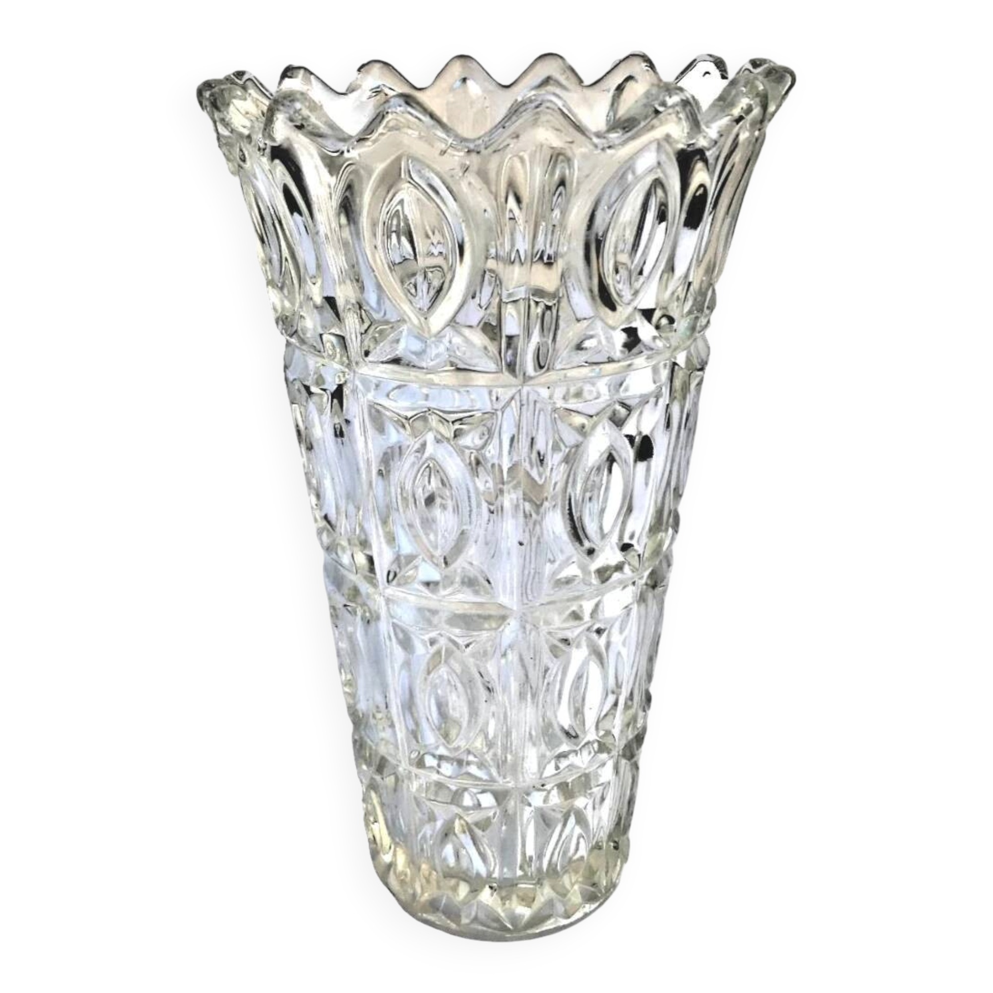1960s Large trumpet vase Thick transparent glass