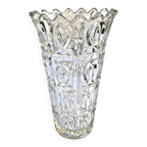Années 1960  Grand vase cornet  Verre épais transparent