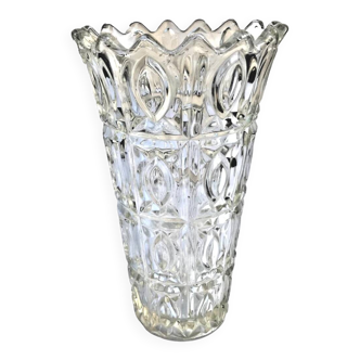 1960s Large trumpet vase Thick transparent glass