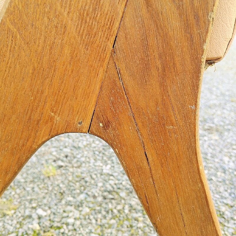 Pair wood bridge armchairs