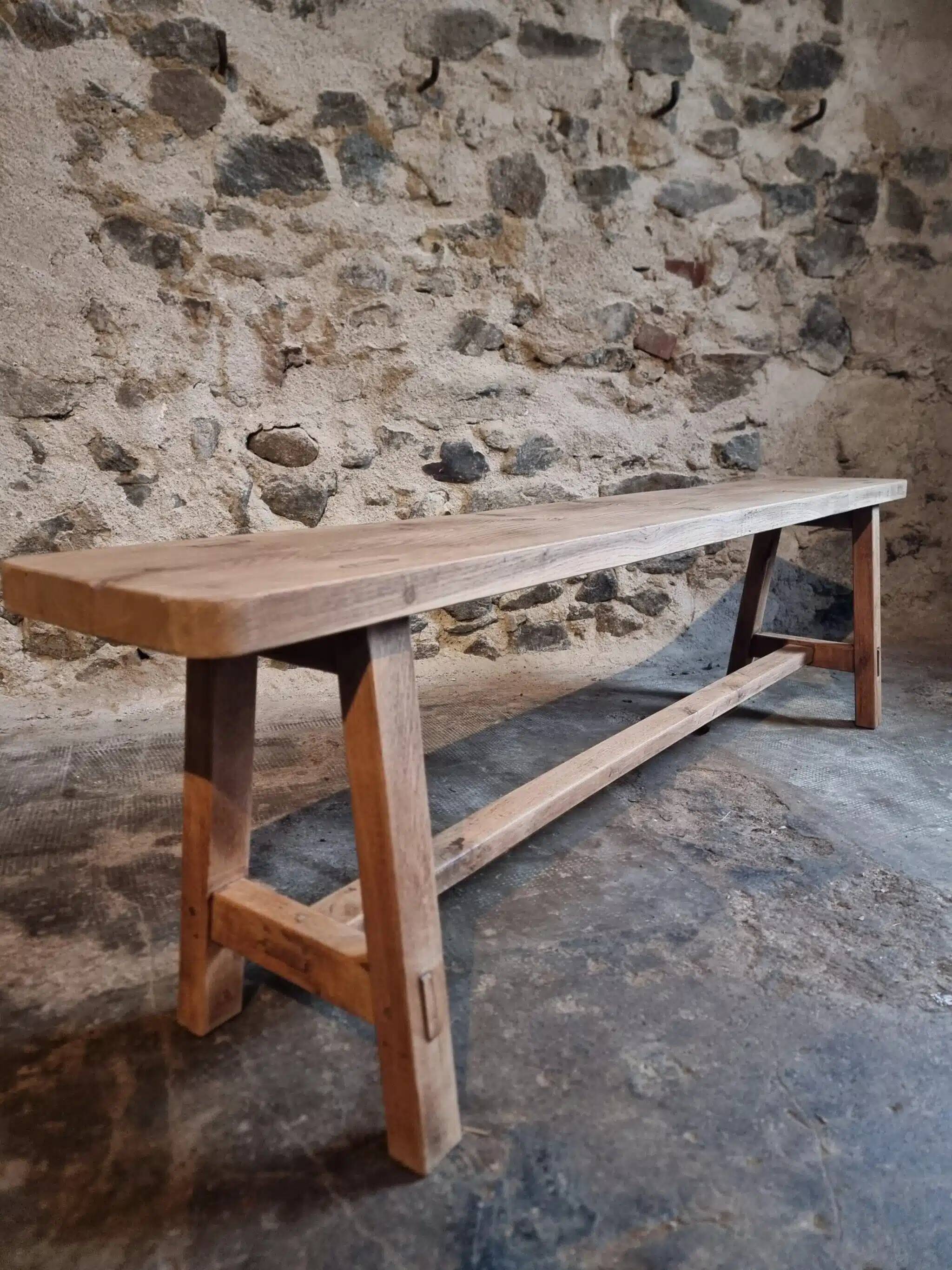 Vintage oak bench, French, 1960s
