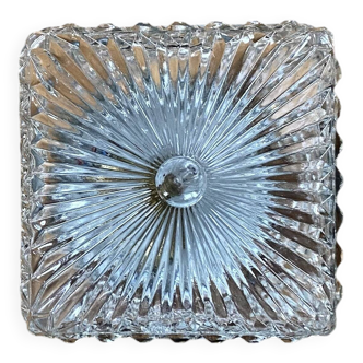 Applique murale ou plafonnier en verre hublot carré 1970 1980 seventies