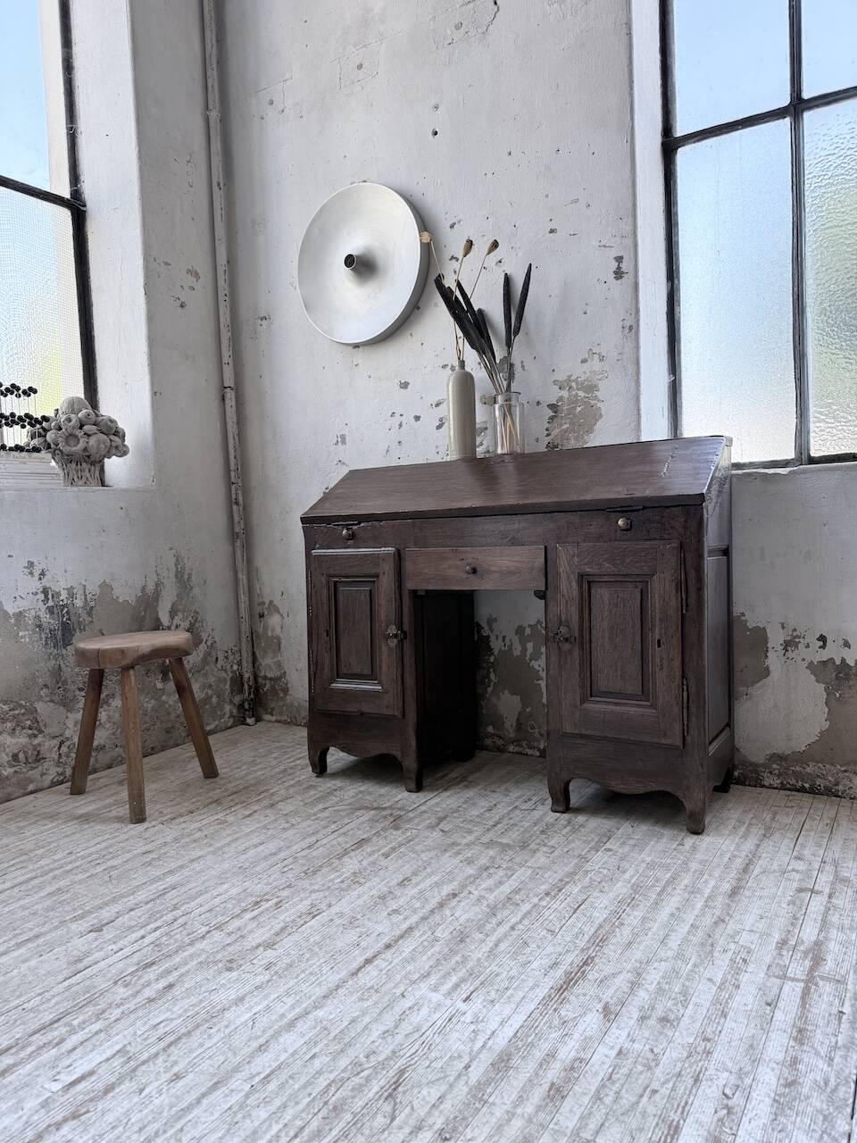 Bureau secrétaire chêne art populaire XIXème