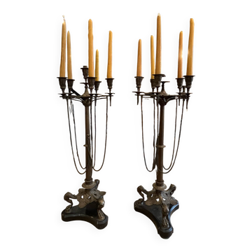 Pair of bronze candelabra Napoleon III