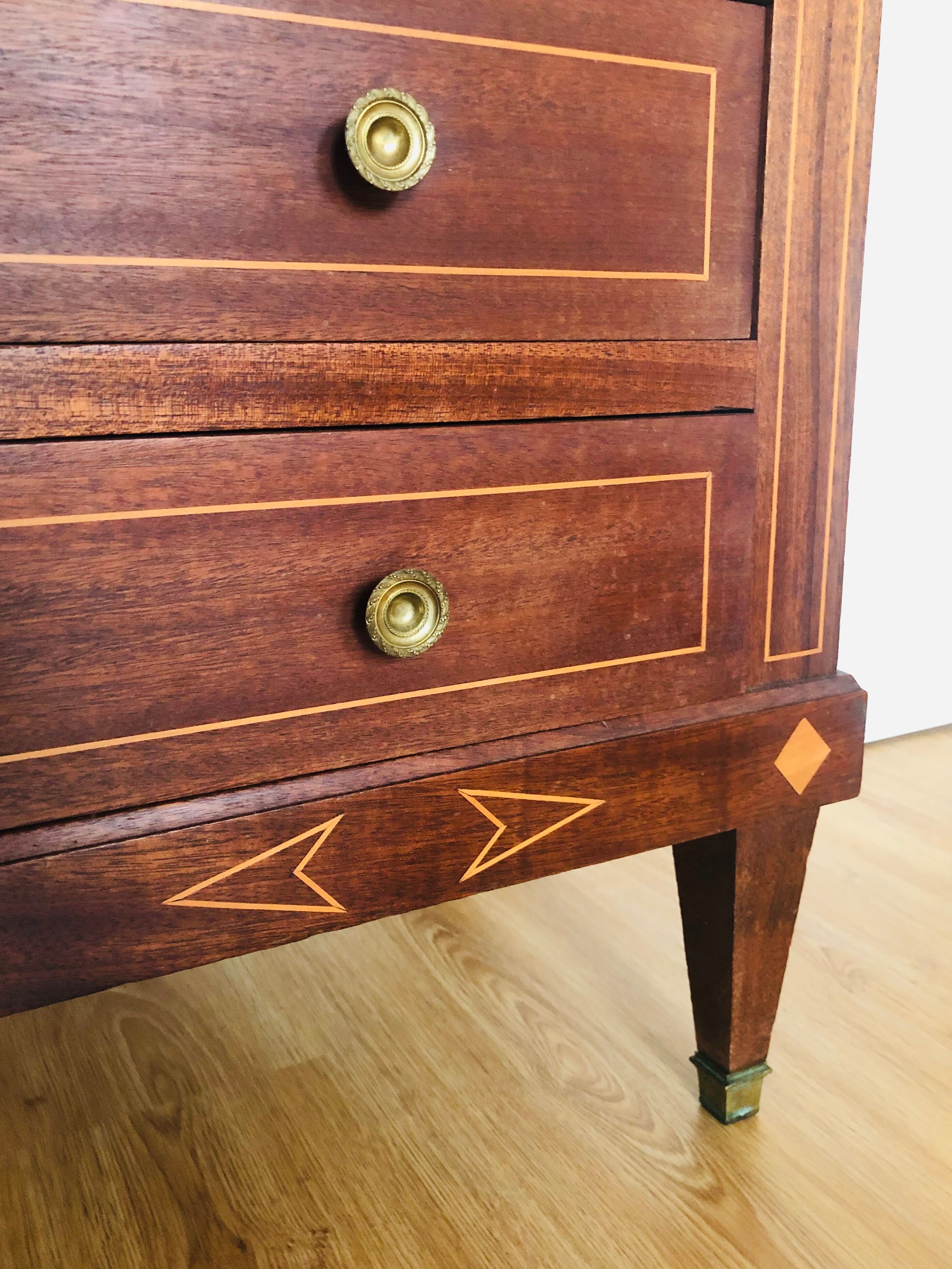 Bedside, walnut 3 drawers