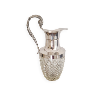 Carafe en cristal taillé et métal argenté – style victorien / Napoléon III