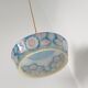 Suspension en opaline bleu et fleur rose