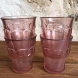 4 verres anciens vieux rose