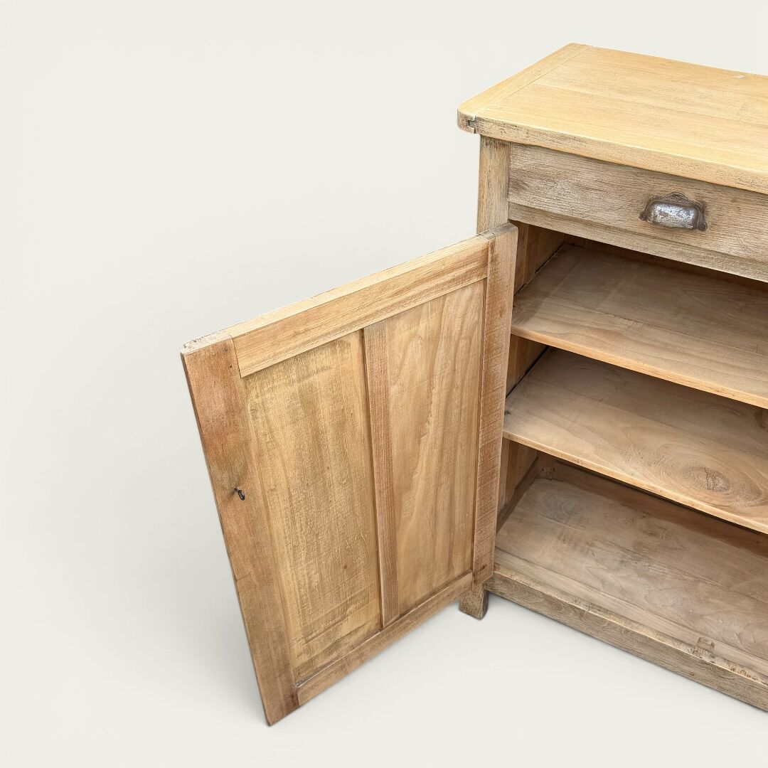 Antique patinated Parisian buffet with shell handles.
