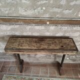 Oak and cast iron console, unique piece.