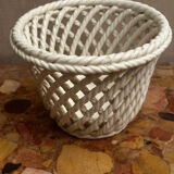 Vintage woven ceramic cache-pot