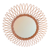 Round wicker mirror from the 1960s.