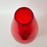 Murano - clear red vase - bullicante technique - mcm 1950s 1960s - contemporary design