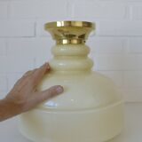 Vintage Ceiling Light Beige Glass Semi Flush Mount Lighting Redesign 1970's