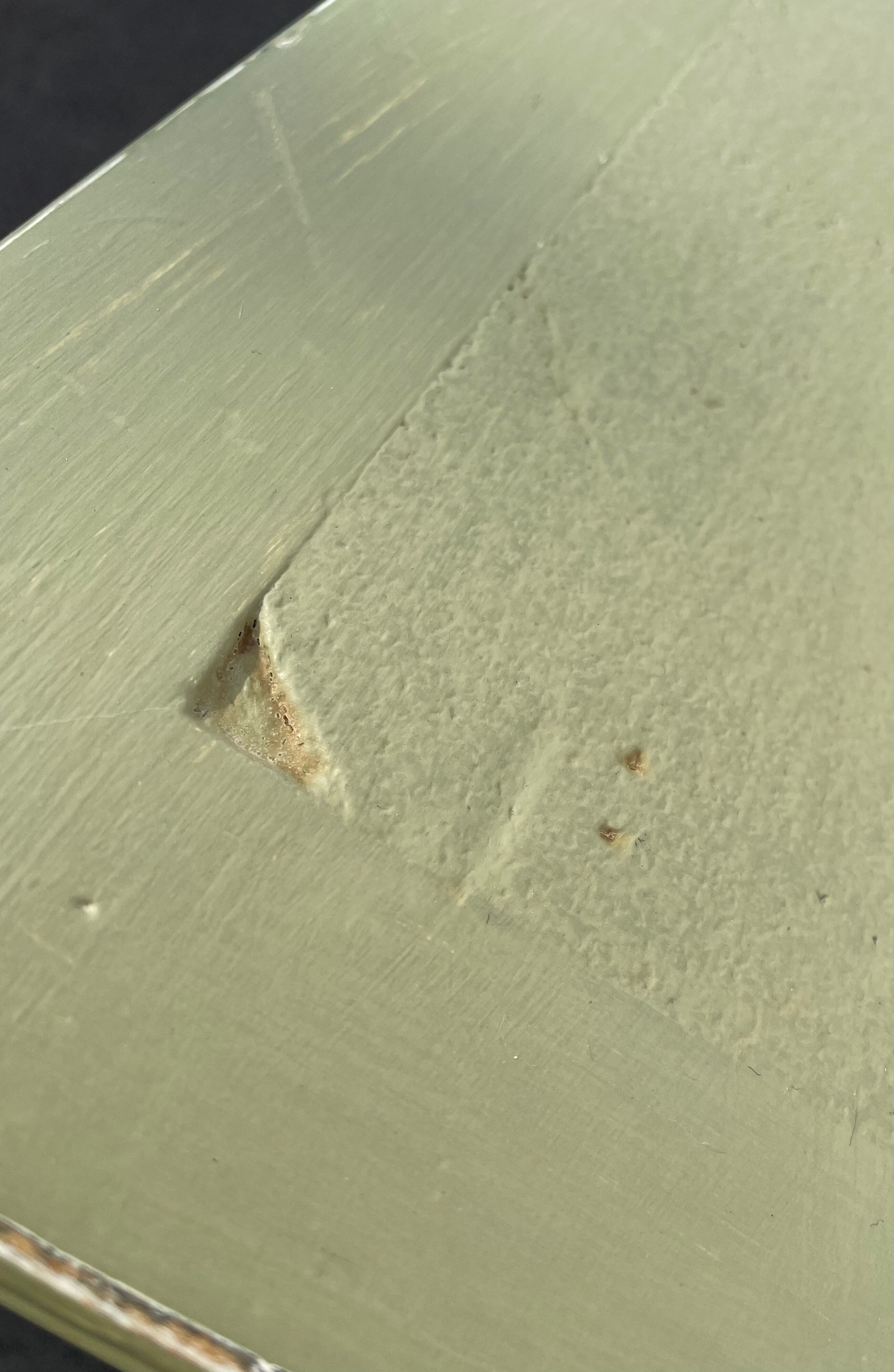 Patinated green baluster table