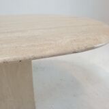 Table basse ovale italienne en travertin, années 1980