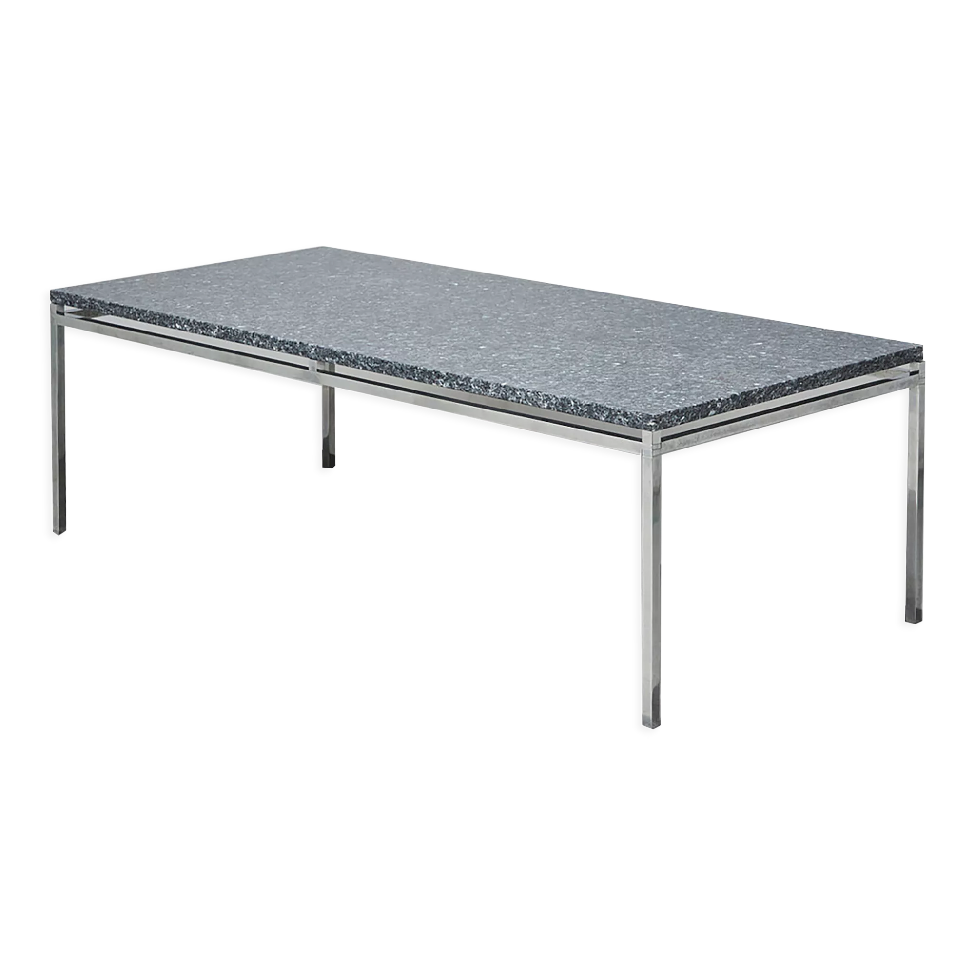Granite and chrome-plated steel coffee table, Danish