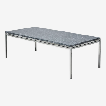 Granite and chrome-plated steel coffee table, Danish