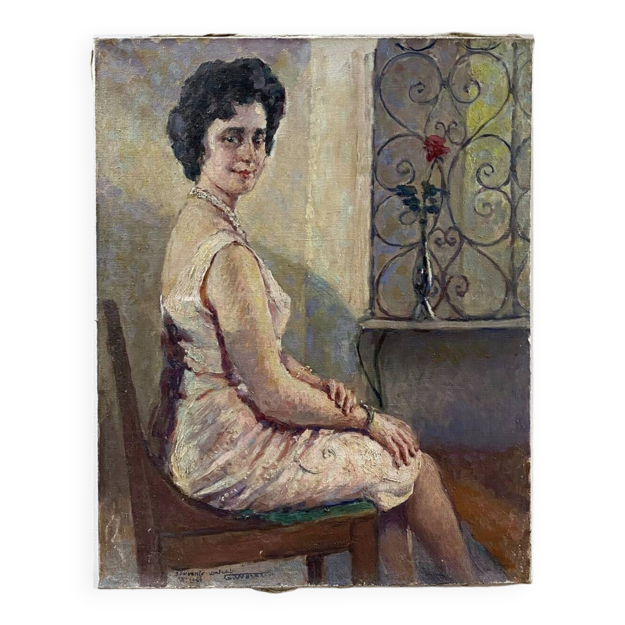 Painting 1966 "A woman at her window"