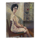 Tableau 1966 "Une femme à sa fenêtre"