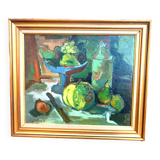 Marcel Cramoysan.XXeme.nature morte .huile sur isorel signée et datée 1946