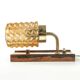 Postmodernist wall lamp, brass, walnut, glass, Germany, 1970s
