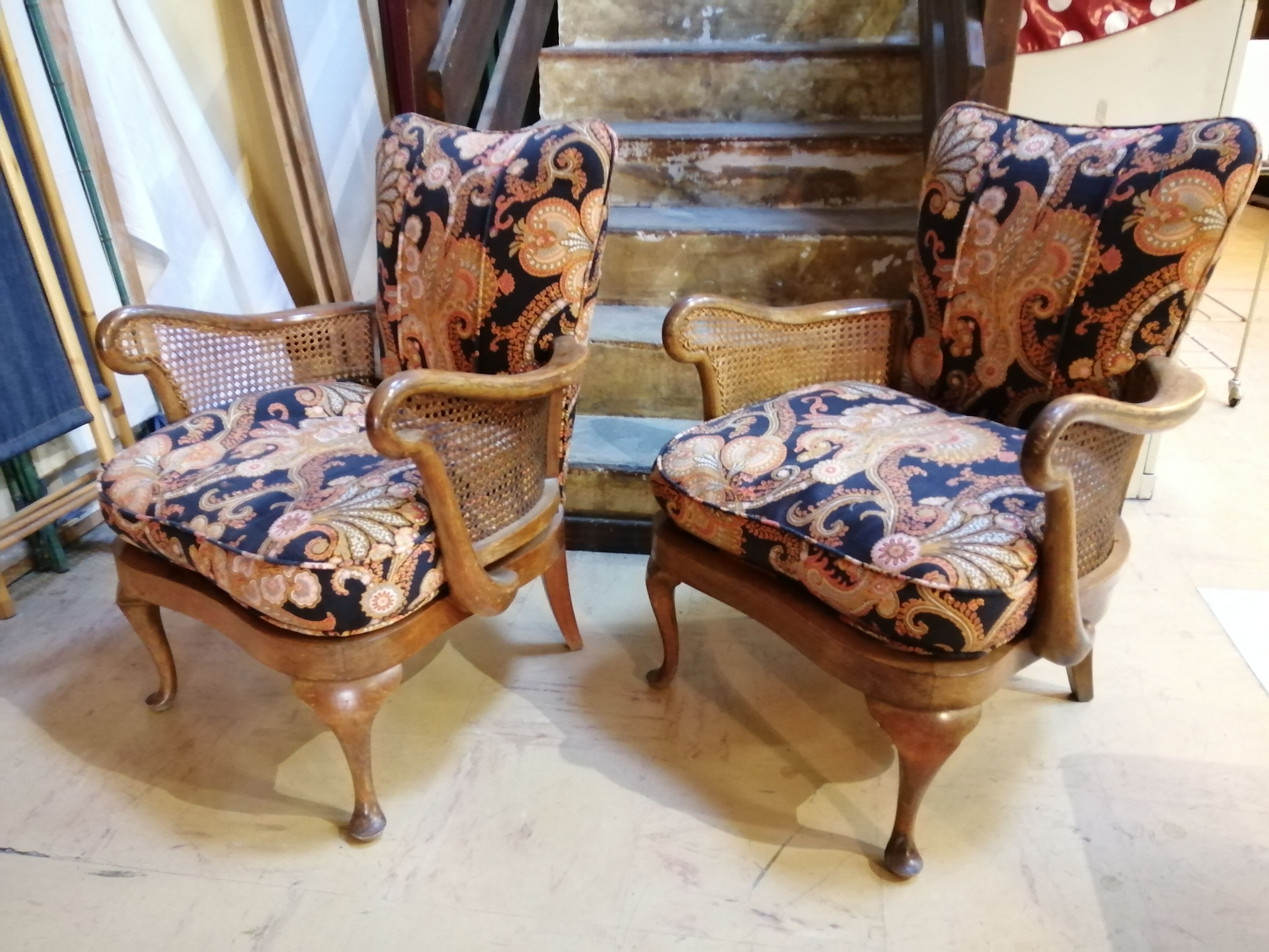 Duo of English armchairs Chippendale style