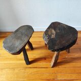 Pair of brutalist tripod stools 1960