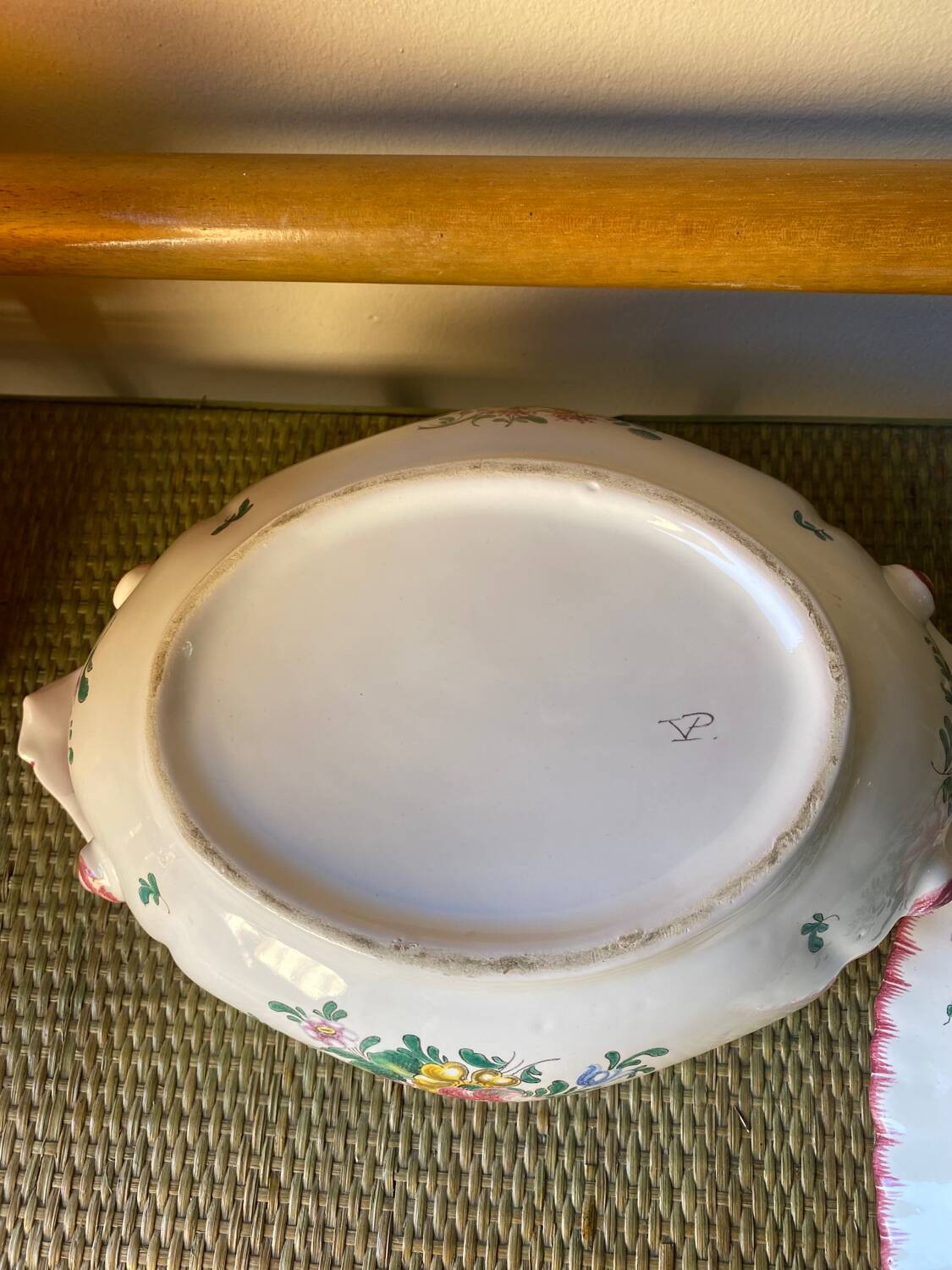 Signed earthenware vegetable dish