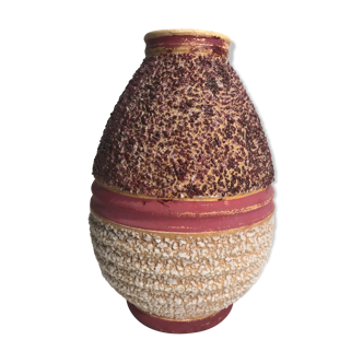 Old vase ball Odyv ceramic rose violet decoration 70s vintage