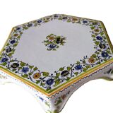 Hand-painted flat dish decorated in the Moustier style.