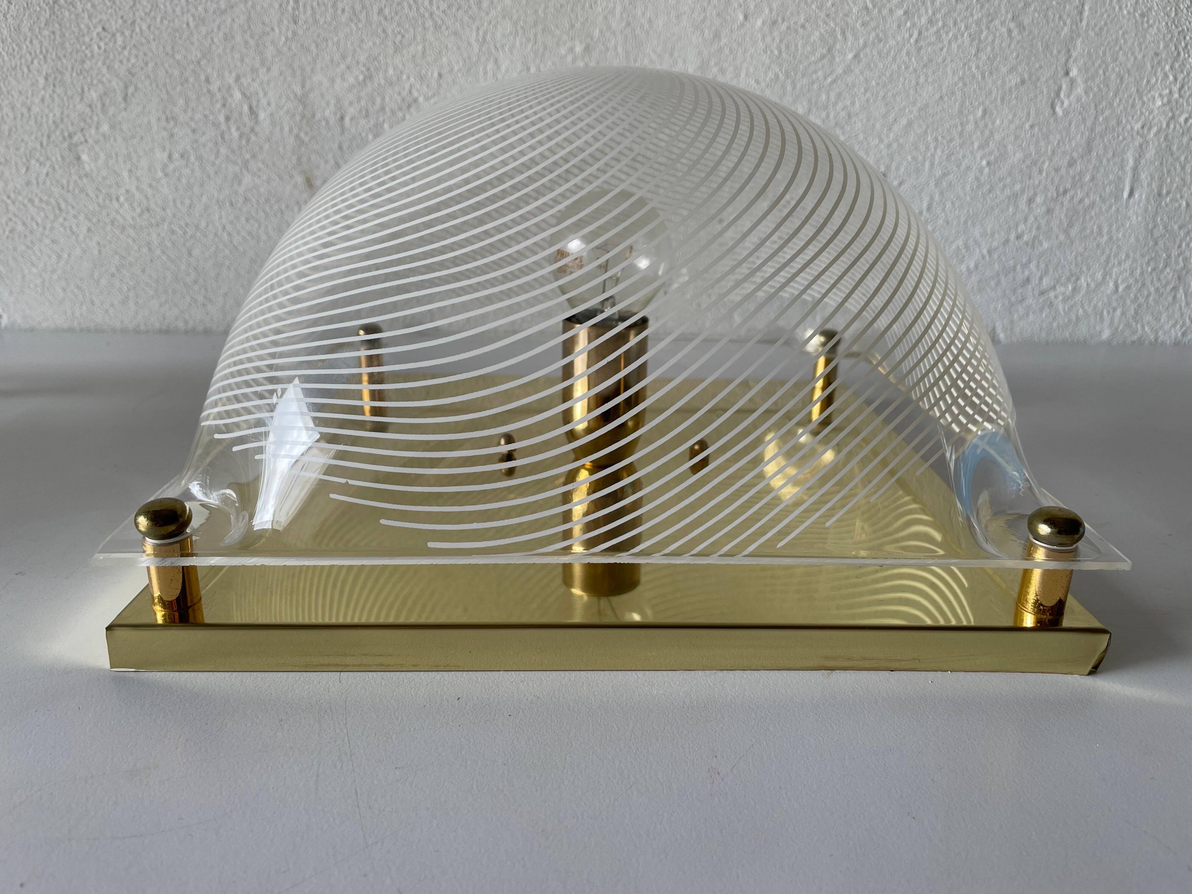 Pair of wall lights or flush mounts in plexiglass by Leola, 1970s, Germany.
