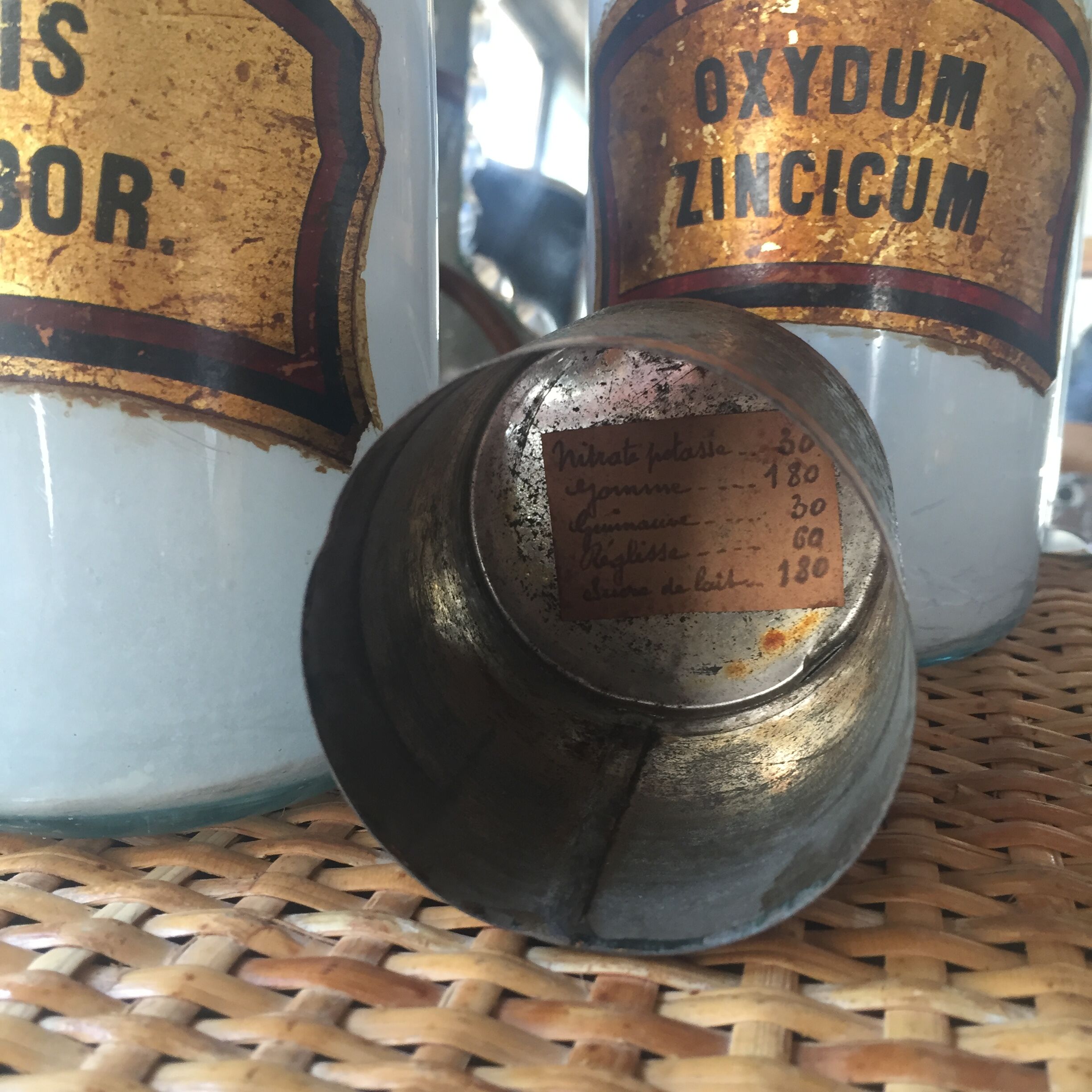 Two old pharmacy jars