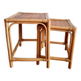 Vintage rattan nesting tables 1970