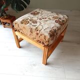 Vintage solid wood armchair and footstool