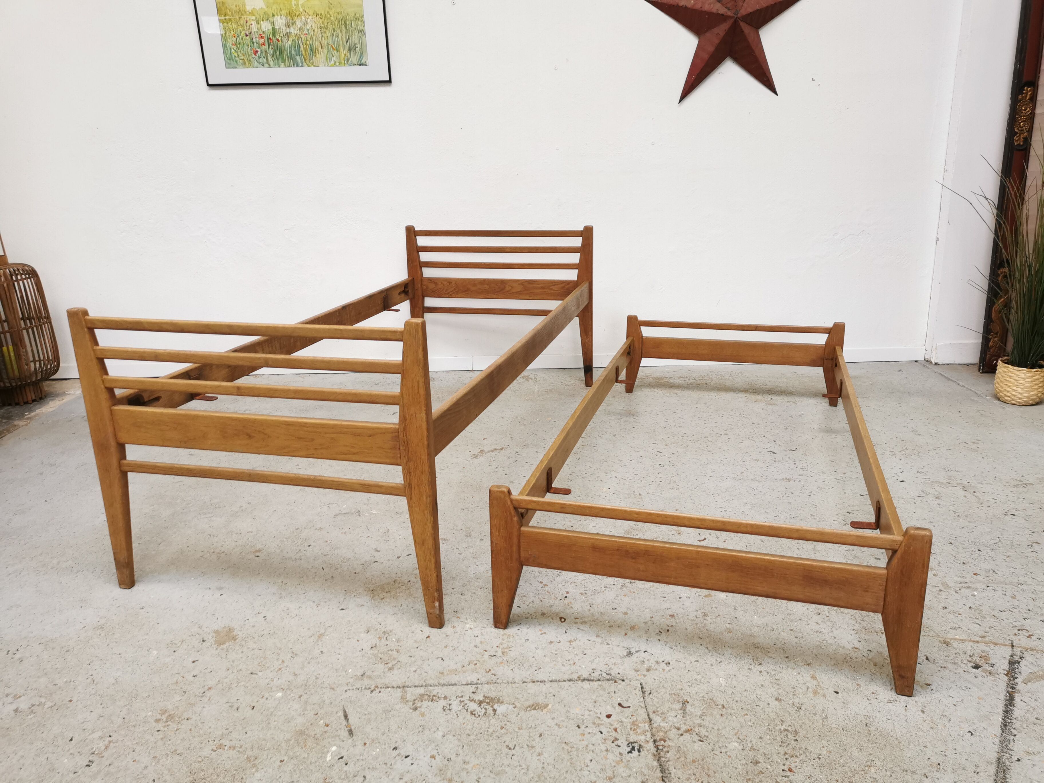 Pair of vintage beds Marcel Gascoin 1950