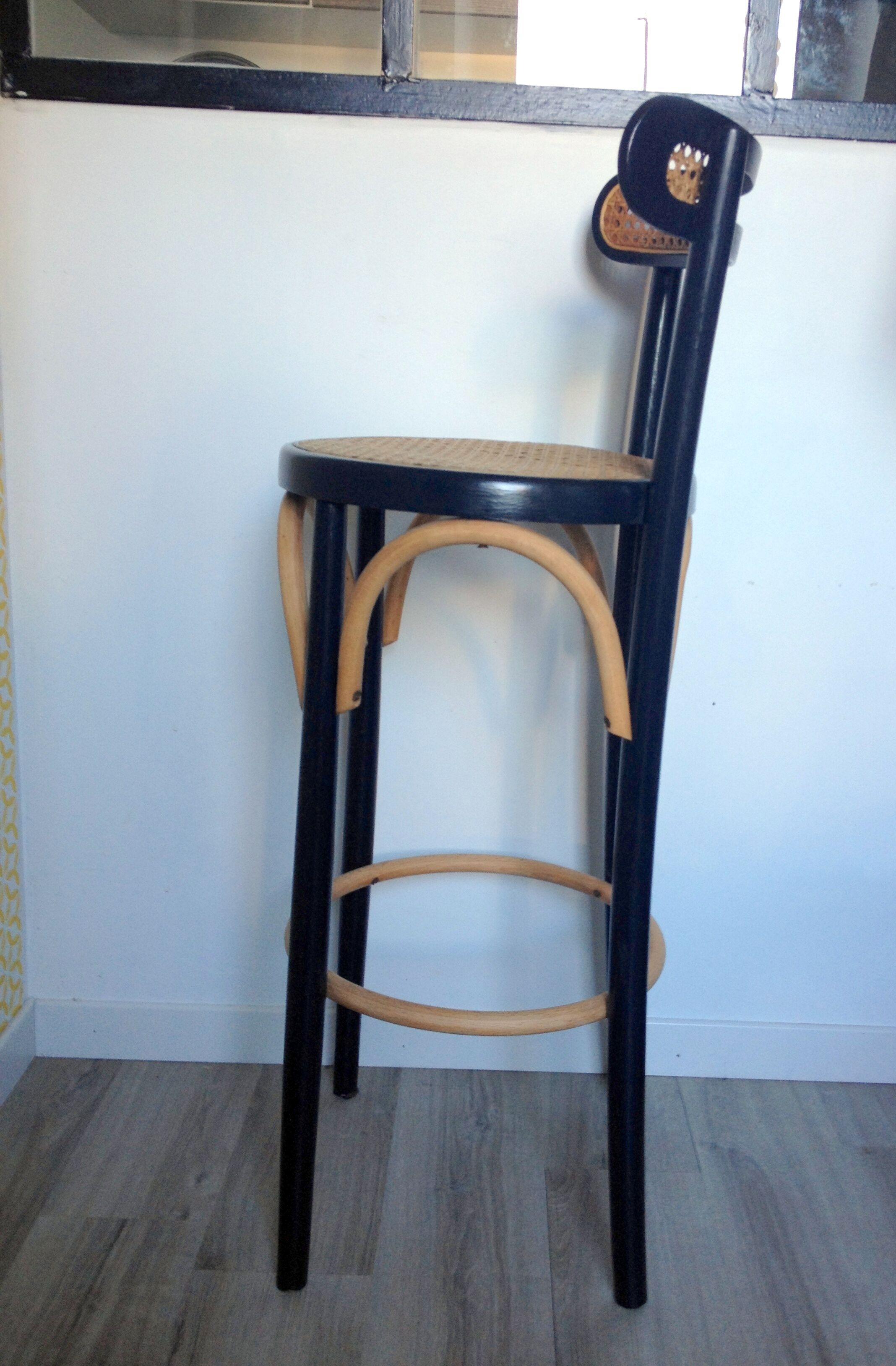 Wooden and canning bar stool