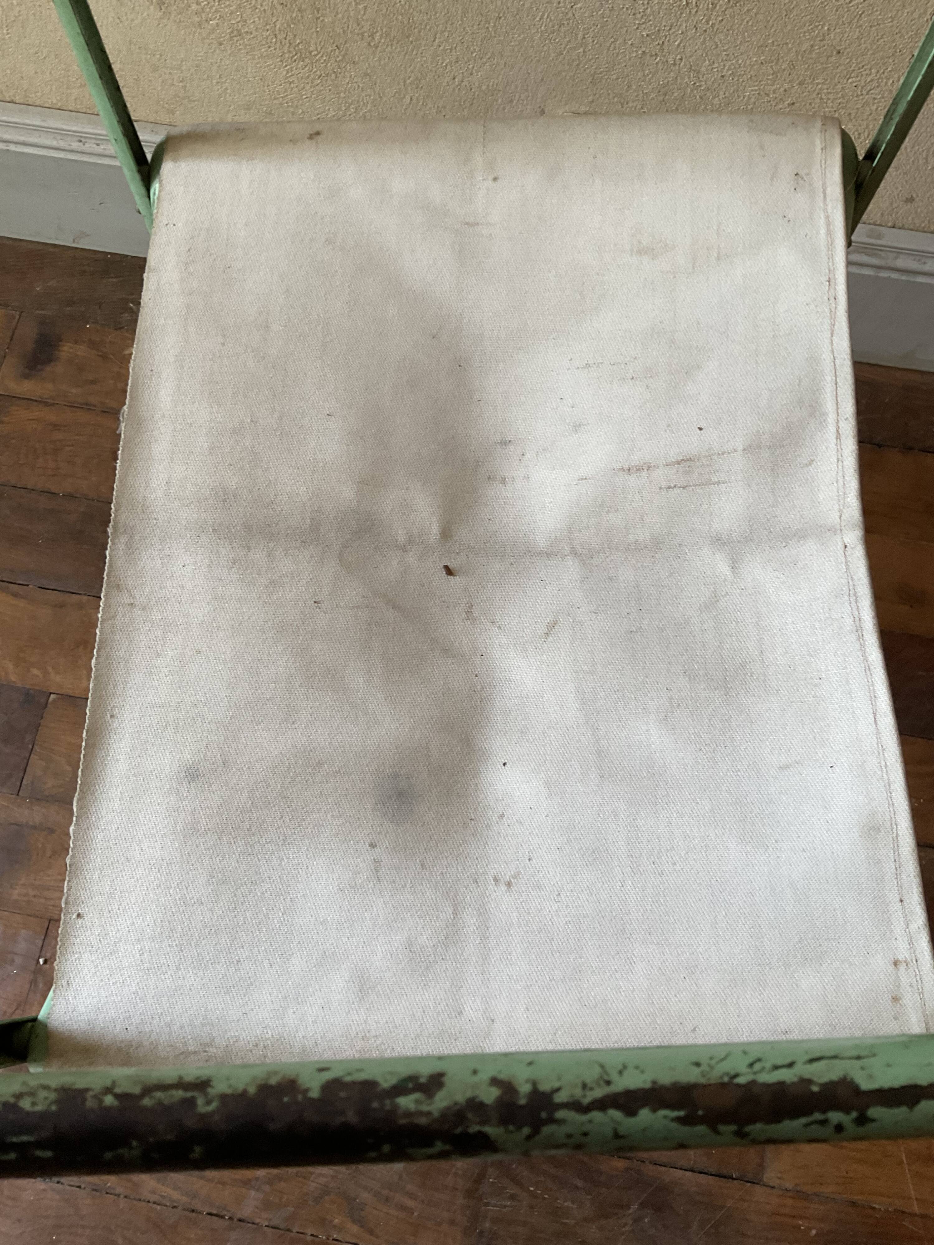 Pair of antique vintage camping metal chairs plianfer