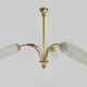 Old 3-branched chandelier, 3 red arrows, brass and diamond glass tubes. Year 60