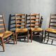 Dining Chairs, Rustic Oak Ladder Back, Set of 4, 1960s Belgium