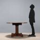 Vintage round table in exotic wood veneer, design, Italy, 1960s